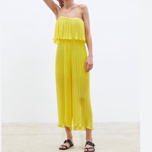 Zara Pants - Zara Yellow Pleated Jumpsuit